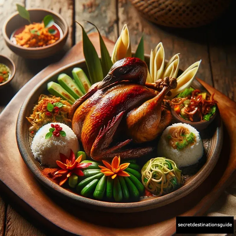 Delicious traditional Bebek Betutu, a must-try in Sidemen