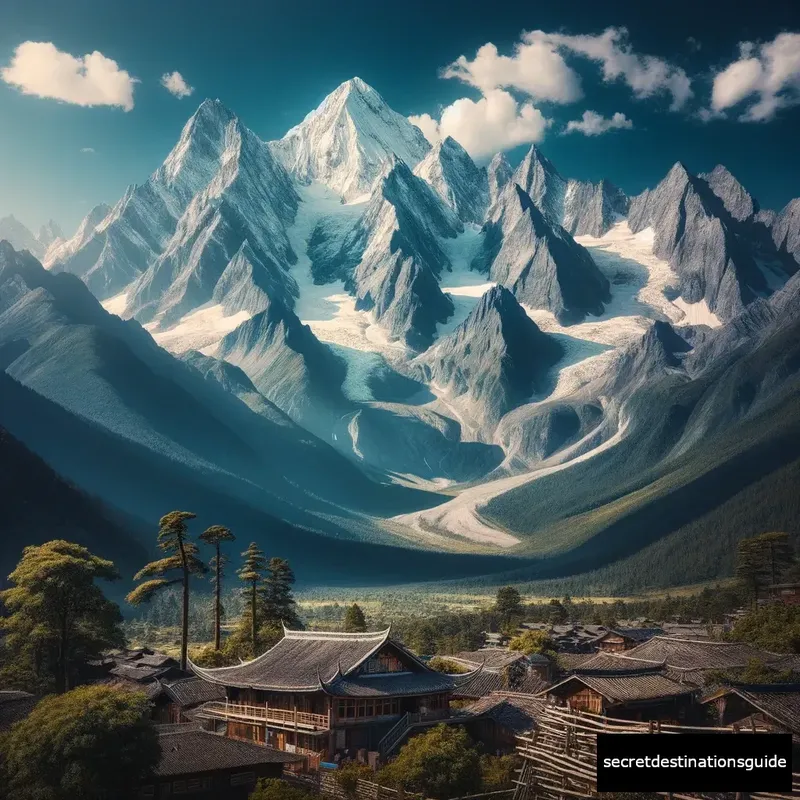 The majestic Jade Dragon Snow Mountain with a clear blue sky