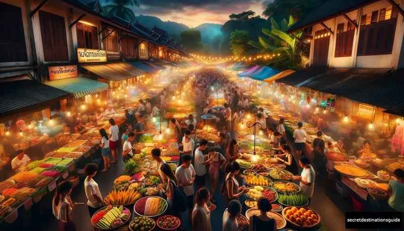 Variety of delicious local cuisine available at Pai Night Market, Thailand