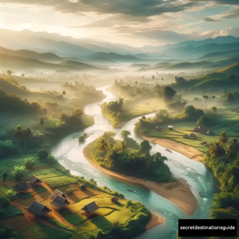 Stunning aerial view of Pai, Thailand, showcasing its lush landscapes and serene environment