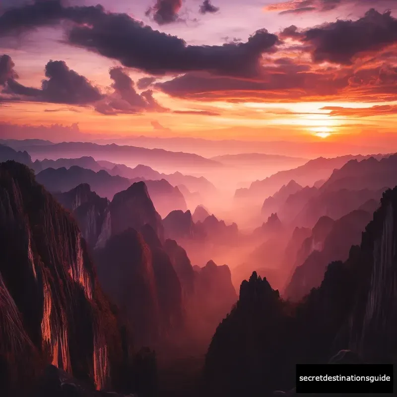 Mesmerizing sunset over Pai Canyon, Thailand, highlighting its unique geological formations