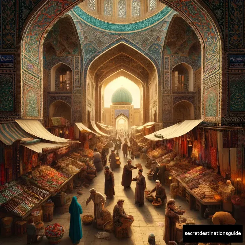 vibrant atmosphere at a traditional Bukhara bazaar