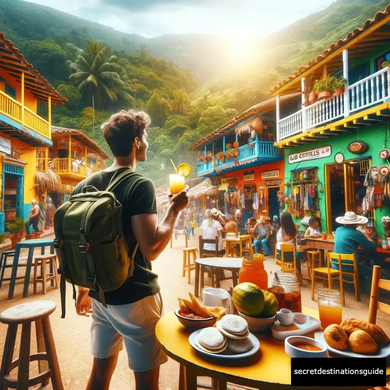 A traveler enjoys authentic Colombian dishes in La Macarena, near Caño Cristales