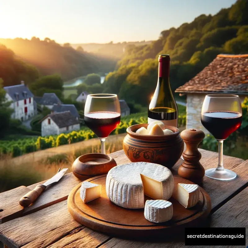 Authentic Rocamadour cheese and regional wine