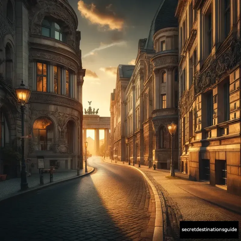 Beautiful historic Berlin street with a mysterious alleyway