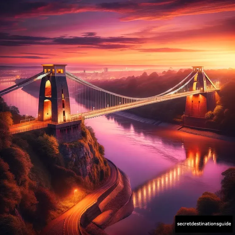 Stunning view of the Clifton Suspension Bridge at dusk