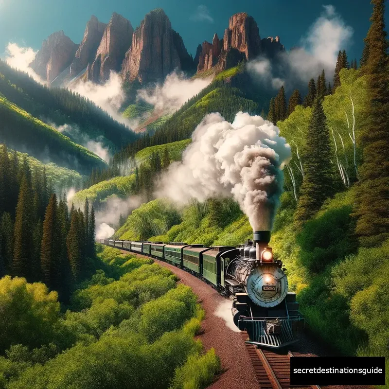 Durango & Silverton Narrow Gauge Railroad traversing lush landscapes