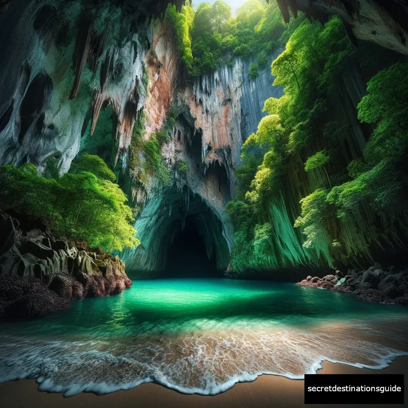 The mesmerizing entrance of Emerald Cave on Koh Mook