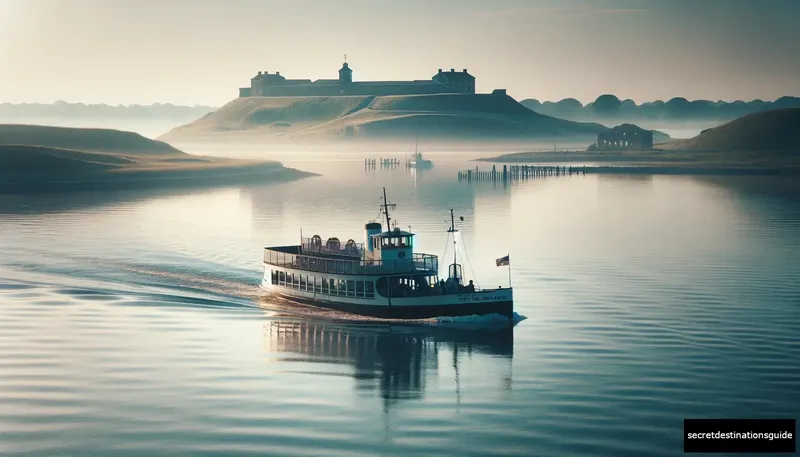 Ferry on its way to Fort Island Pampus