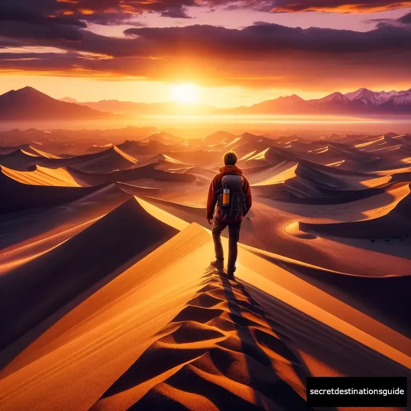 A hiker experiencing the grandeur of the Great Dune in Valle de la Luna