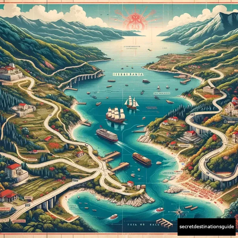 Map showing the journey to Himare, Albania's hidden coastal gem