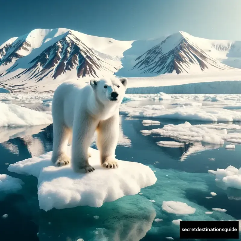 Majestic polar bear spotted during a wildlife safari in Svalbard's icy wilderness