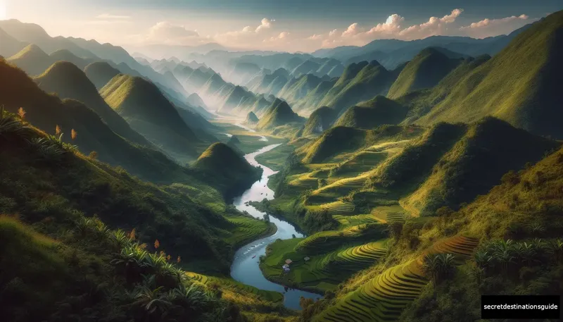 Panoramic view of Pu Luong's breathtaking landscapes