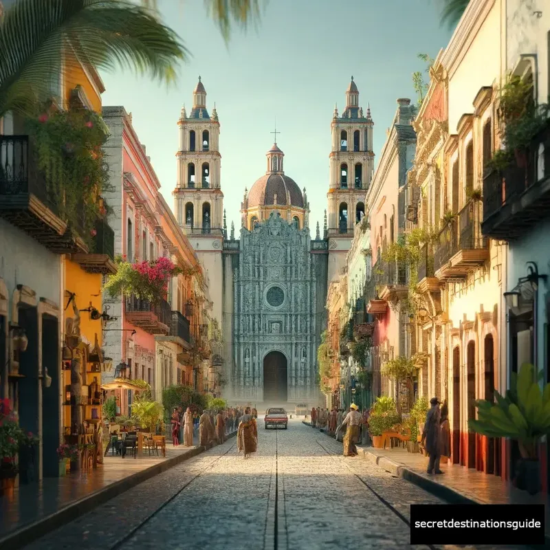 Picturesque streets of Valladolid with San Gervasio Cathedral