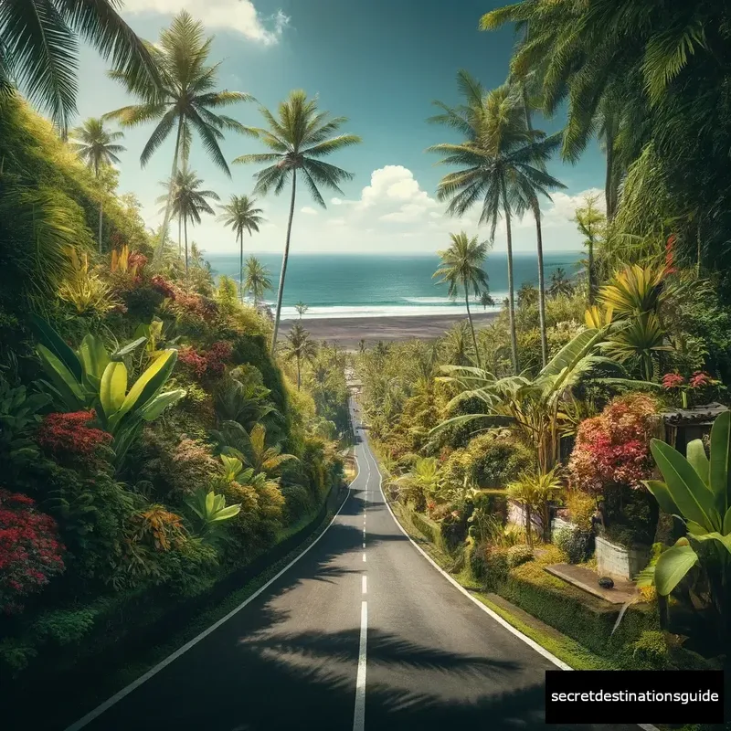 Scenic road leading to Pasut Beach, Bali