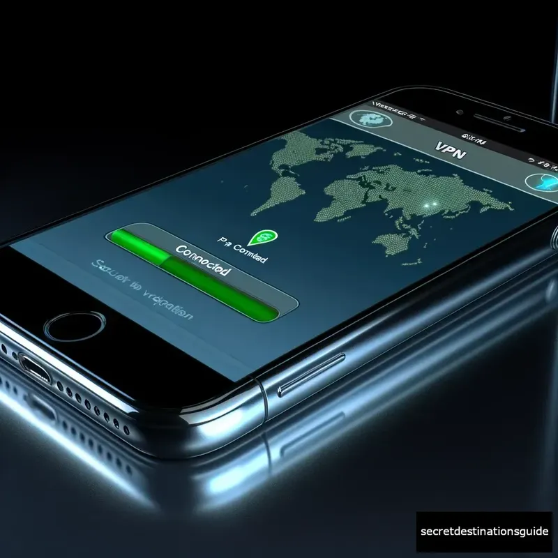 Illustration of a secure VPN connection on an iPhone