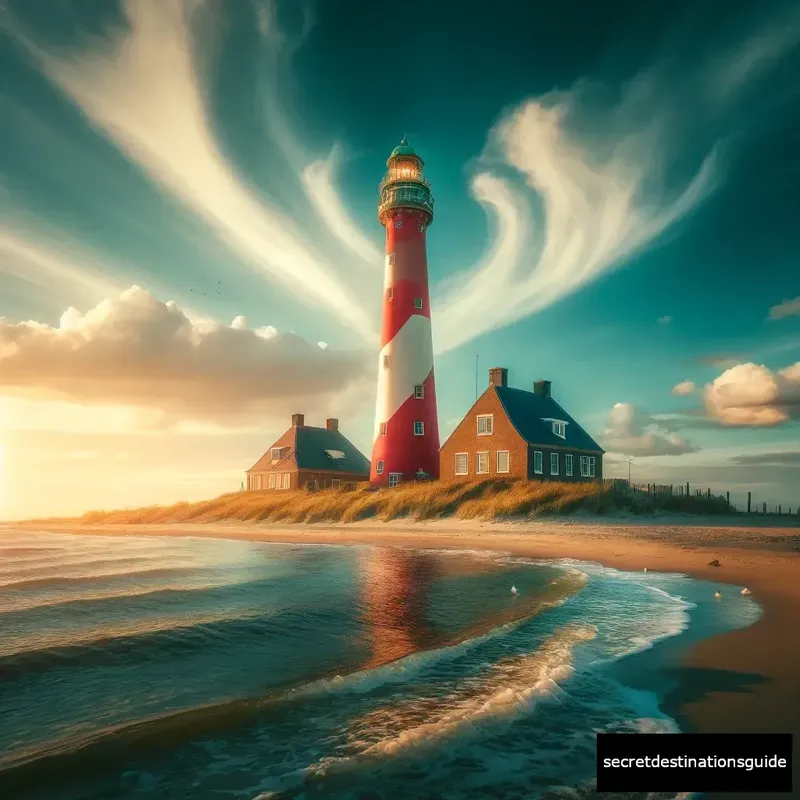 Texel Lighthouse standing tall against the backdrop of the sea and sky