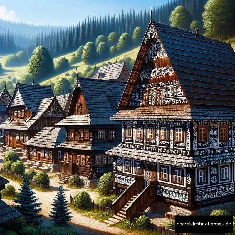 Traditional wooden houses in Cicmany, Slovakia